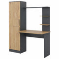 Bureau moderne avec étagère de rangement, anthracite et chêne doré, 122.9x52cm