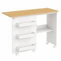 Table de couture pliable à roulettes avec étagères intégrées