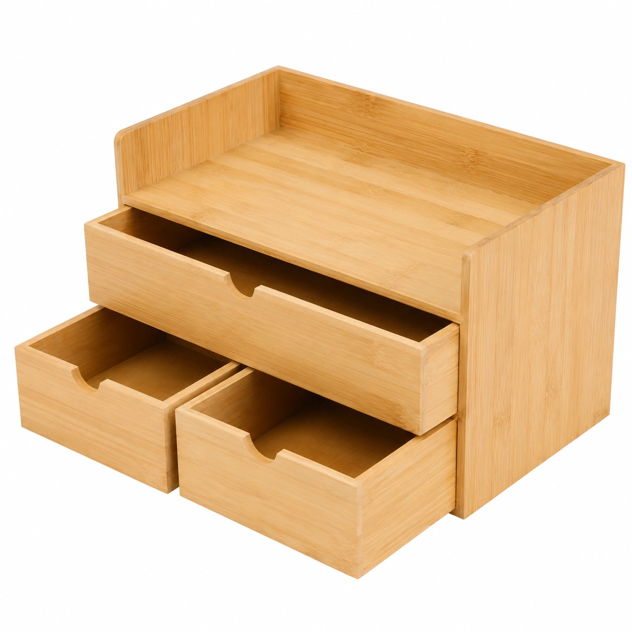 Boîte de Rangement Bambou avec Tiroirs Amovibles pour Bureau
