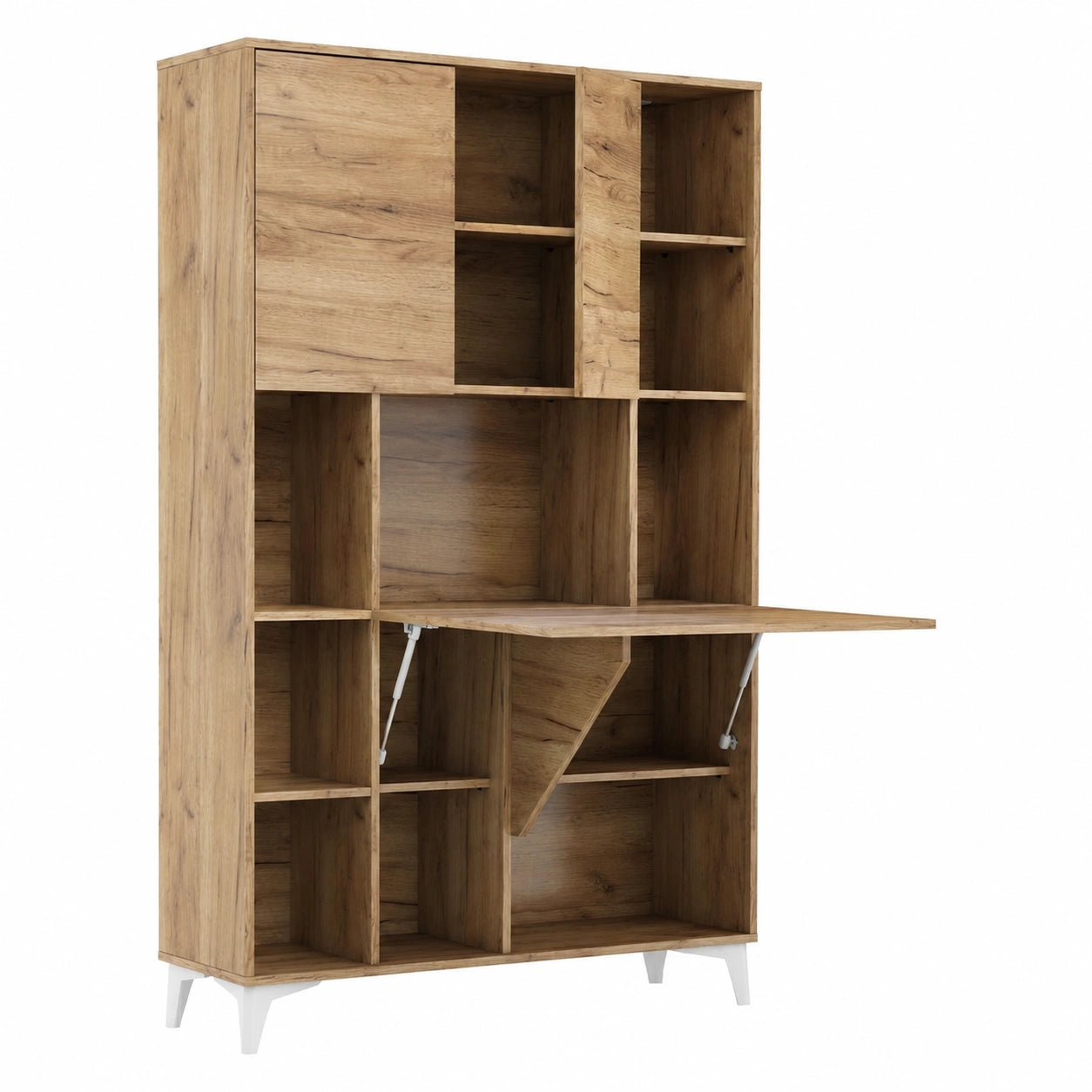 Bureau pliable avec étagères pour ordinateur portable