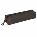 Étui en cuir véritable pour crayons avec fermeture éclair