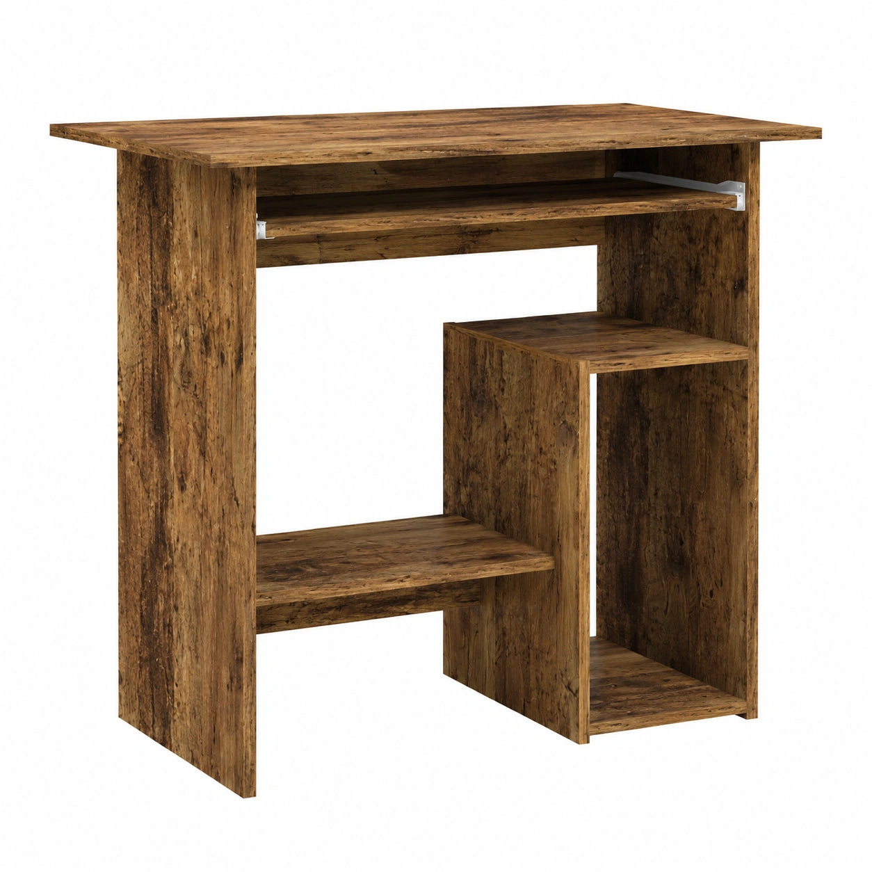 Bureau en bois recyclé 80x45x74 cm avec espaces de rangement