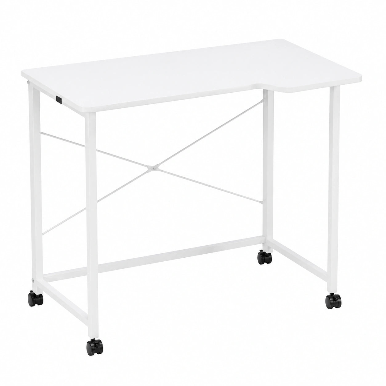 Bureau Compact Pliable avec Roulettes et Fente pour Cartes
