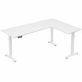 Bureau d'angle électrique ergonomique réglable en hauteur 180 x 140 cm, poste de travail assis-debout, blanc
