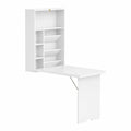 Bureau mural pliable avec étagères de rangement pour petit espace