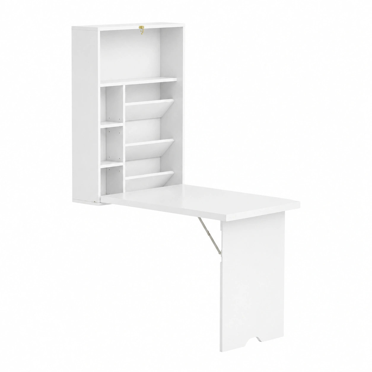Bureau mural pliable avec étagères de rangement pour petit espace