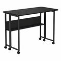Bureau pliable avec étagère et roulettes, surface de 100 x 58 cm, capacité 50 kg, idéal pour télétravail et études