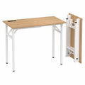 Bureau pliable avec prises USB et électriques, table d'ordinateur pour chambre et étude