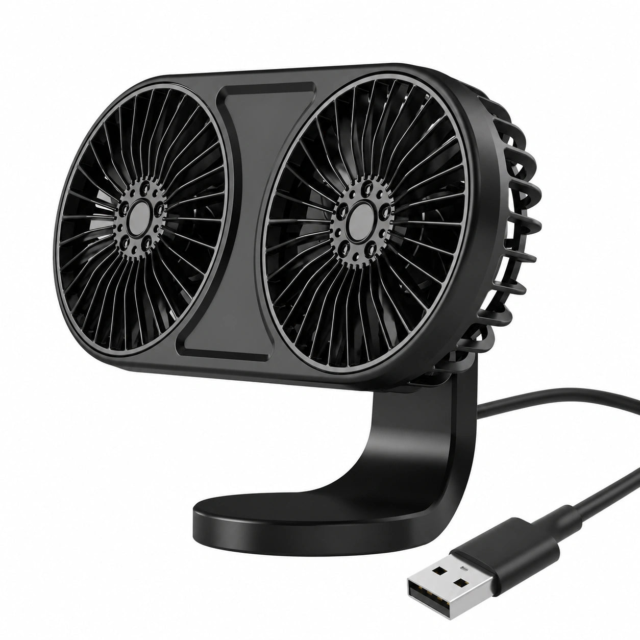 Ventilateur USB Rotatif 360° à Double Tête pour Intérieur et Extérieur