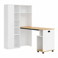 Bureau d'angle pliable avec rangement intégré et prises USB