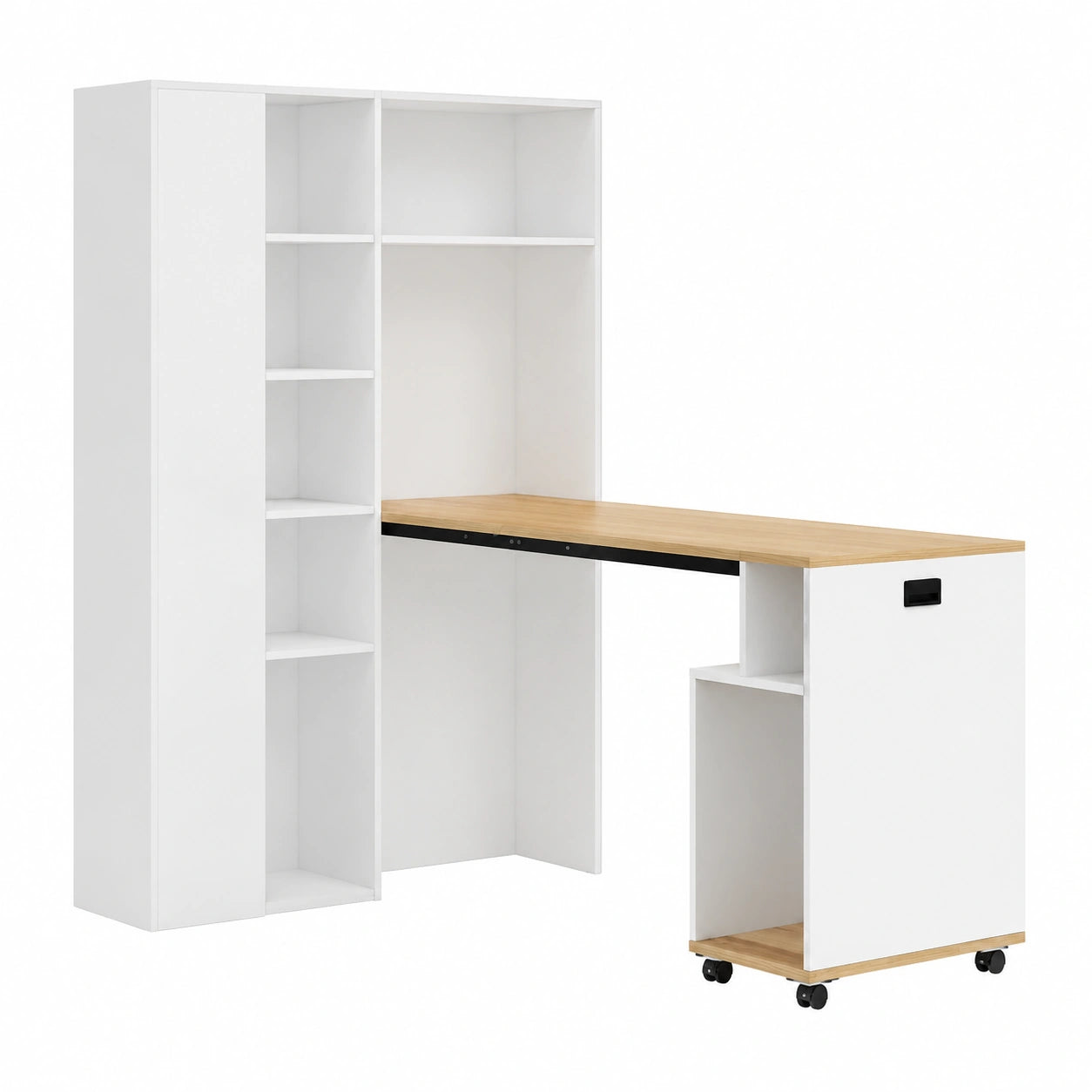 Bureau d'angle pliable avec rangement intégré et prises USB