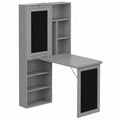 Bureau Informatique Pliable avec Étagères Réglables et Tableau Noir