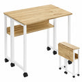 Bureau pliable à roulettes avec rangement, idéal pour petits espaces
