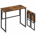 Table Pliante Multifonction, Bureau Compact pour Intérieur et Extérieur, 80 x 40 cm, Marron Rustique