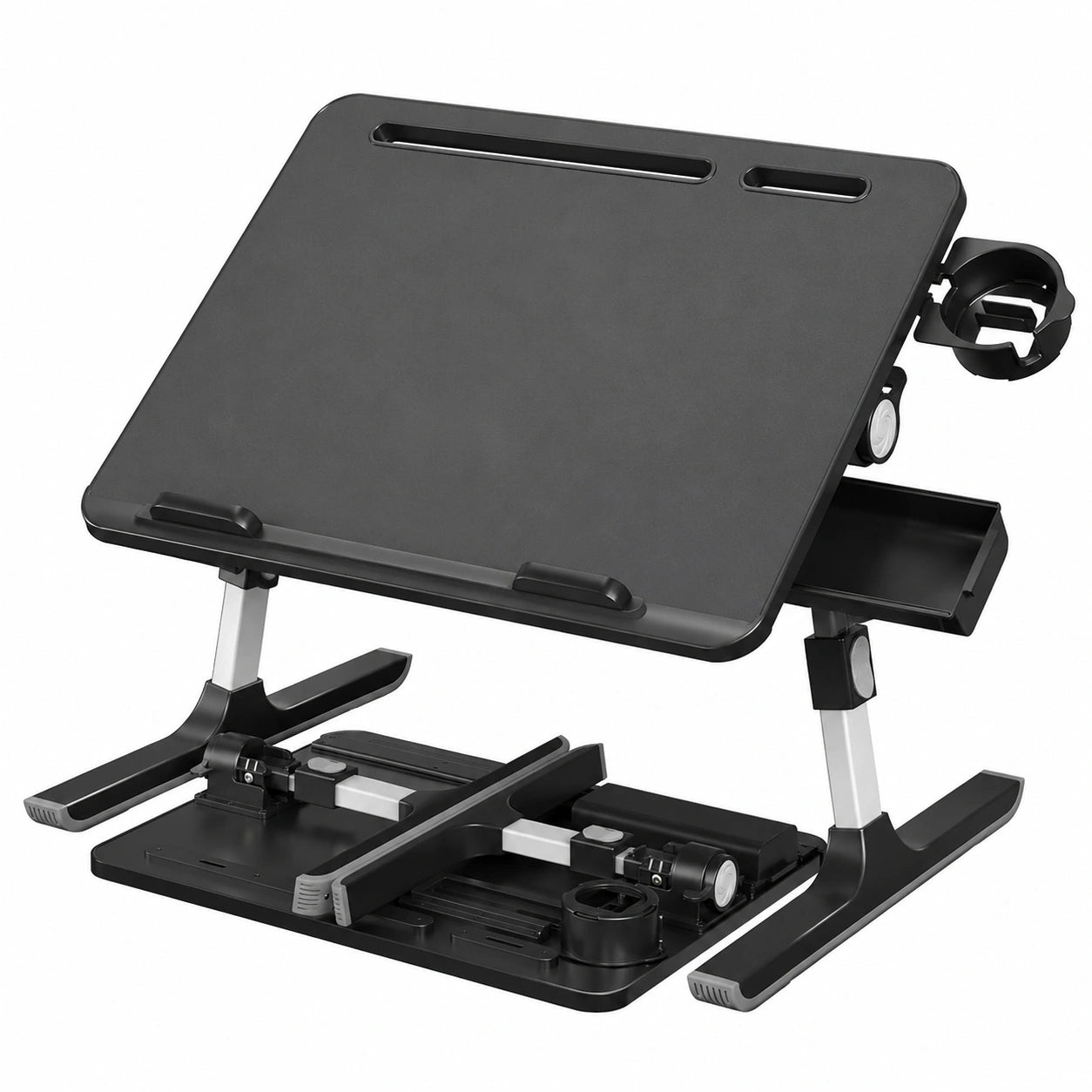 Table de lit avec inclinaison ajustable et porte-gobelet, noir