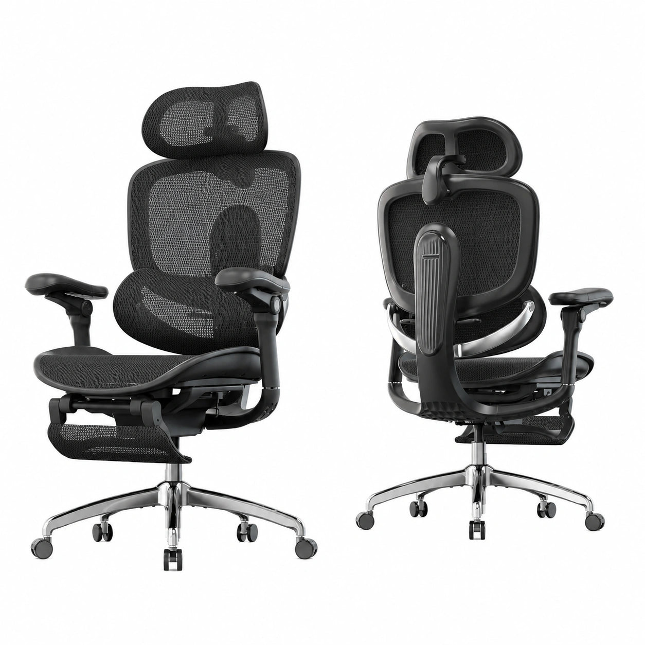 Chaise de Bureau Ergonomique avec Repose-Pieds et Support Lombaire Ajustable