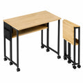Bureau pliable avec étagère et rangement sur roulettes pour petits espaces