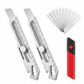 Lot de 2 couteaux multifonction à lames rétractables et remplaçables en acier inoxydable