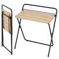 Bureau Pliable avec Support pour Tablette, Plateau en Bois, 50 kg