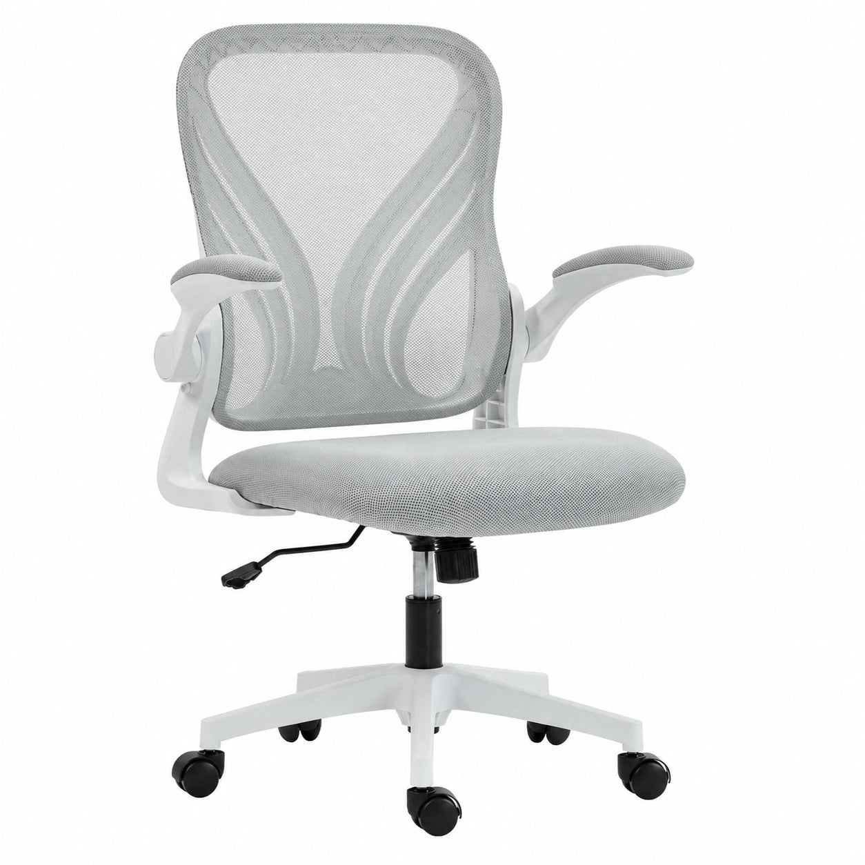 Chaise de Bureau Ergonomique en Maille avec Soutien Lombaire et Fonction Pivotante, Gris Clair