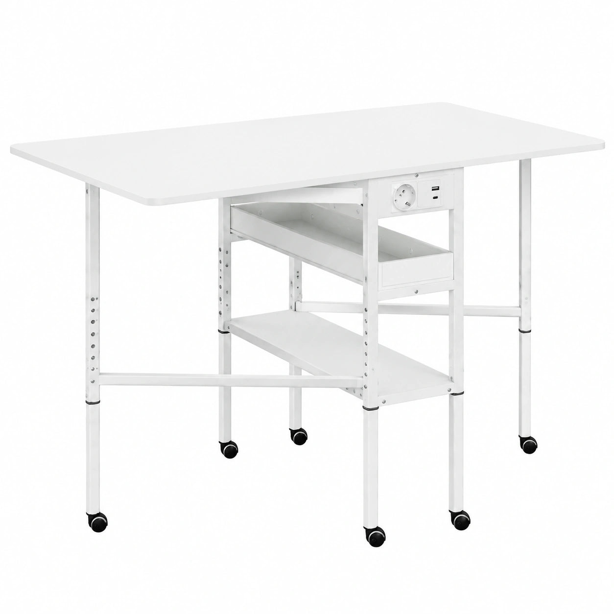 Table de Coupe Pliante avec Rangement et Roulette
